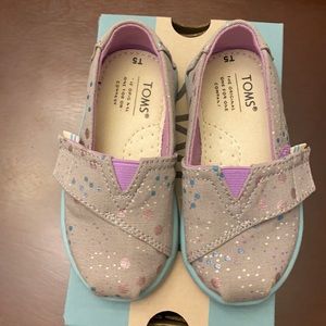 Toms Alpargata Drizzle Grey Superbloom Dot Print Toddler size 5